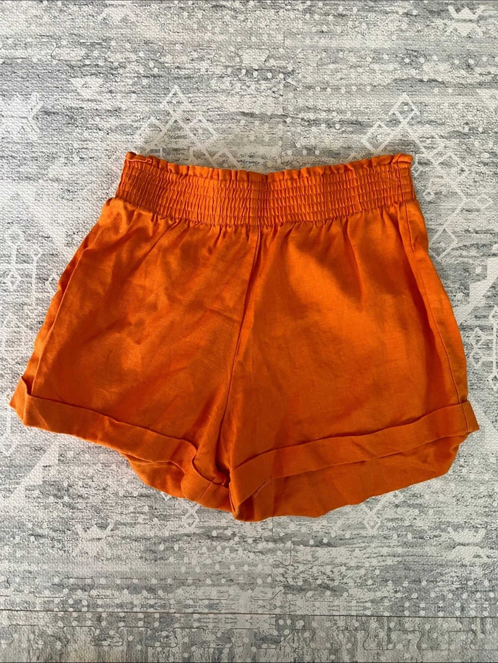 Reformation Orange Linen Halter Crop Top and Short Matching Set